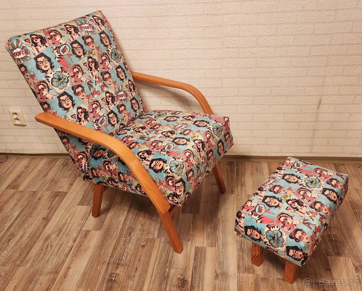 2X Křeslo ze 70 let + stolek - 3