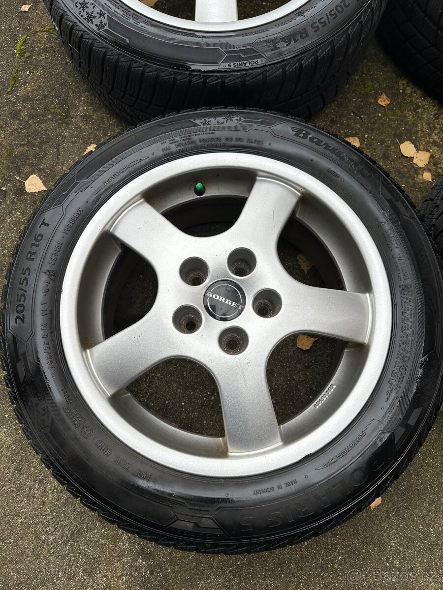 Alu kola Borrbet 5x122 r16, zimní pneu 205/55/16 - 3