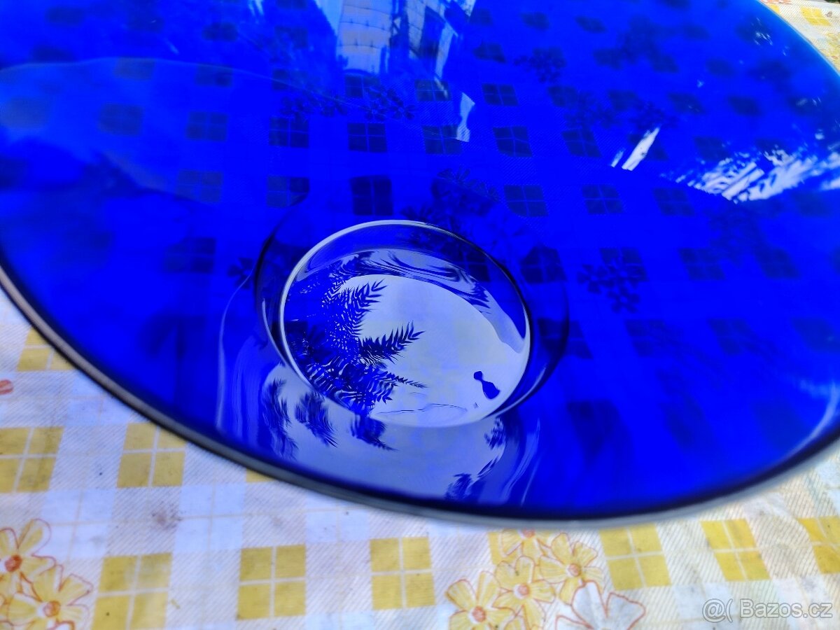 Modrá skleněná mísa na ovoce - 3
