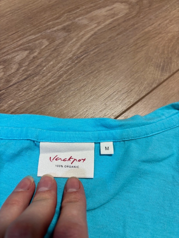 Dámské tyrkysové triko s kr. ruk, s kytkou, vel. M, Jackpot - 3