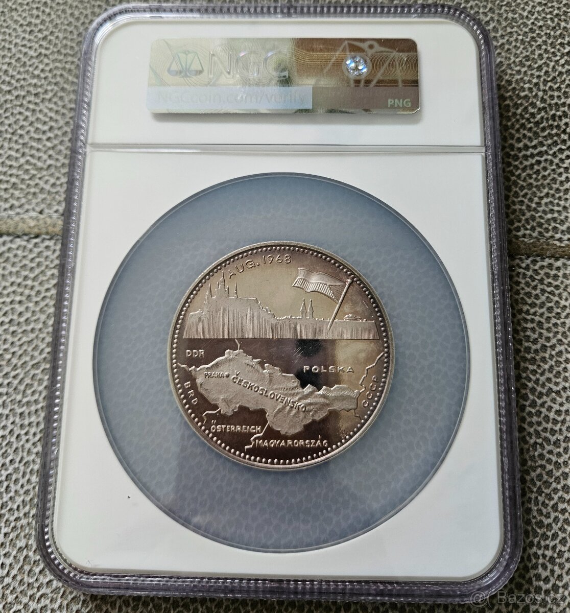 Stříbrná medaile 1968 - Alexander Dubček -mapa Československ - 3