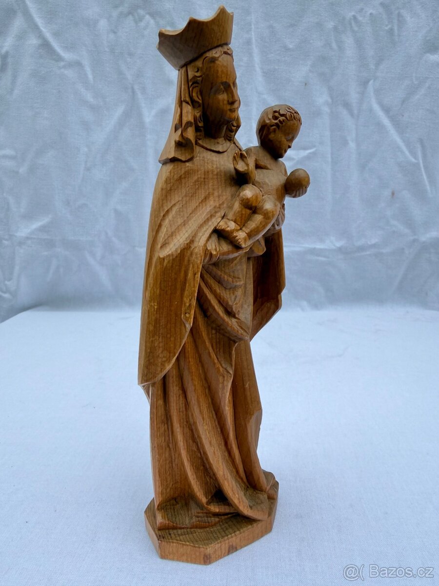 Dřevěná socha Panna Marie královna s jezulátkem - 3