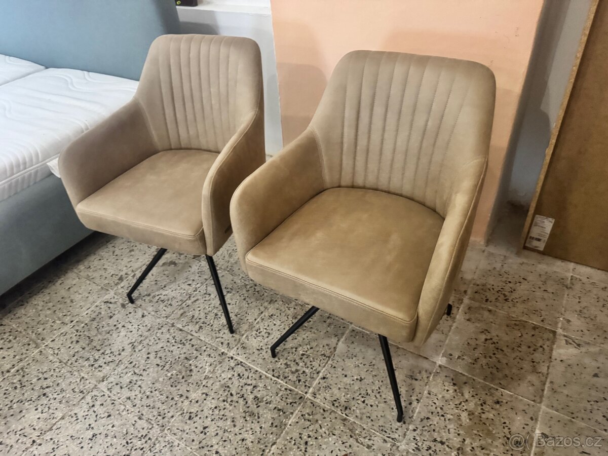 Nové 2x Jídelní židle - křesla s kovovou podnoží - 3