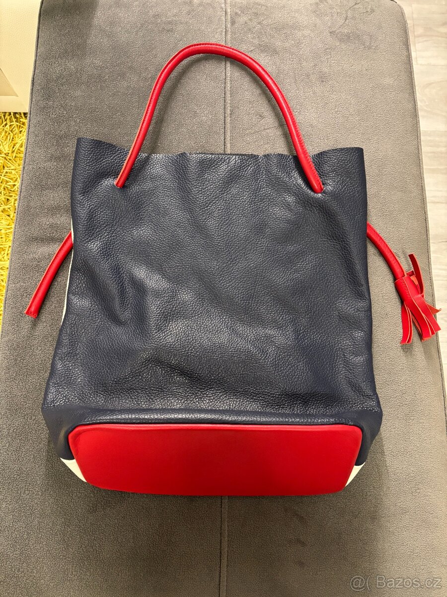 Tříbarevná kožená Carla Gotti kabelka - 3