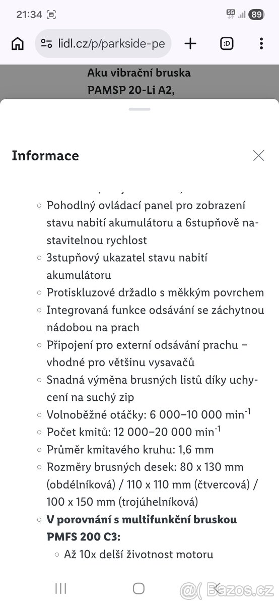 Aku Excentrická bruska parkside perfomance - 3