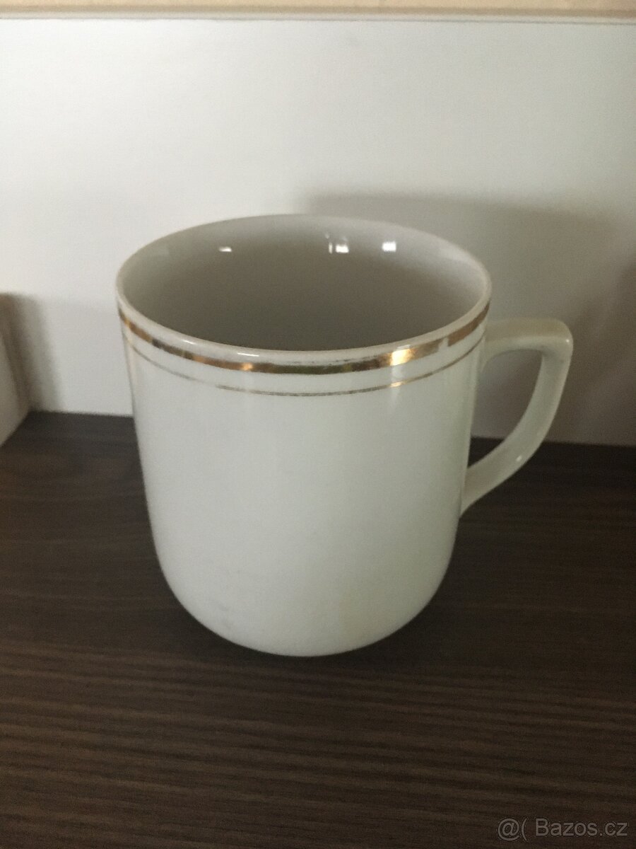 Retro hrnek, zlatý proužek, - 3