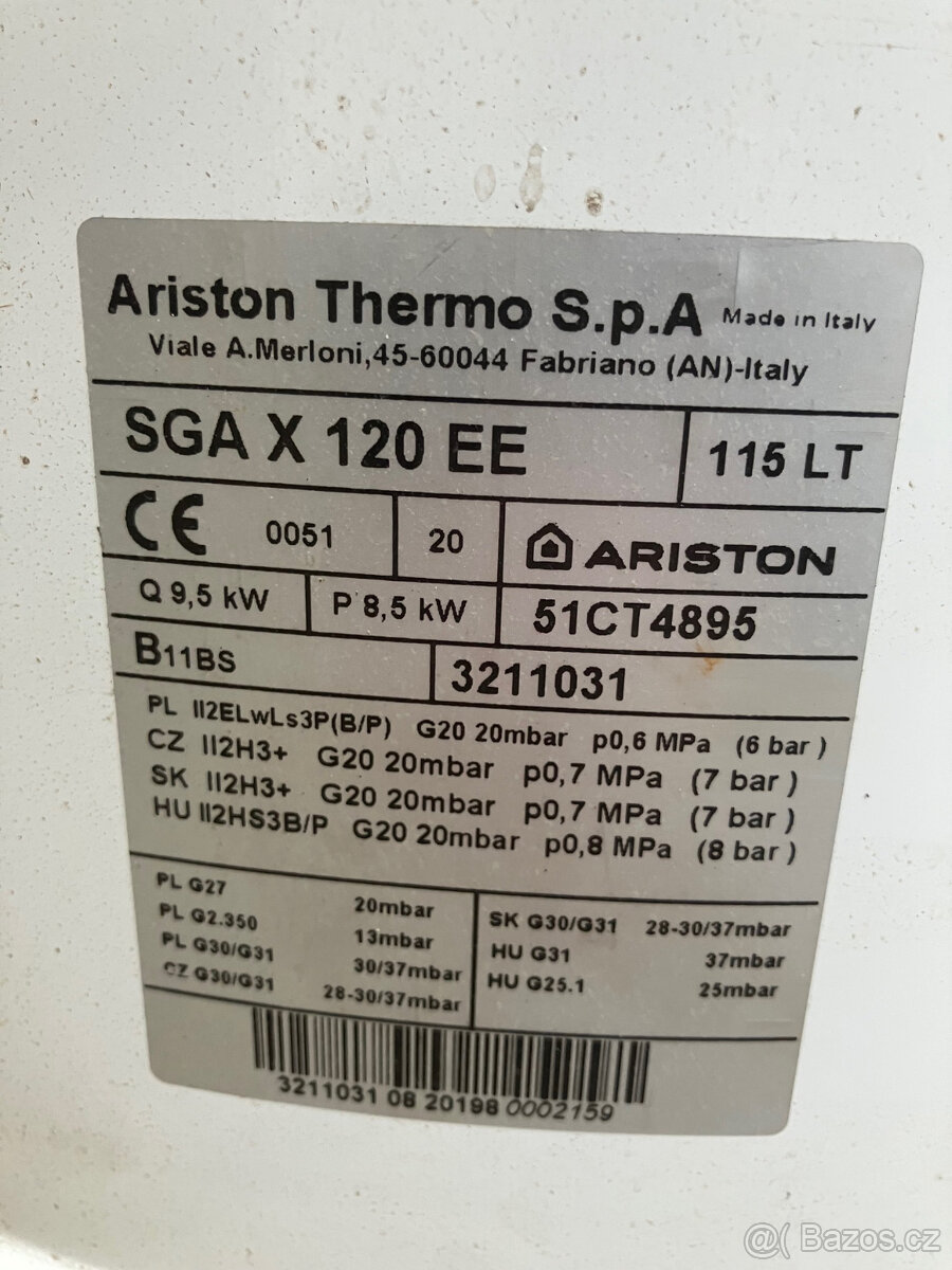 Stacionarní plynový ohřívač vody Ariston 120 SGA X EE - 3