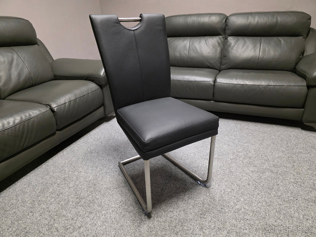 Nová 6x kožená židle značková NIEHOFF černá - 3
