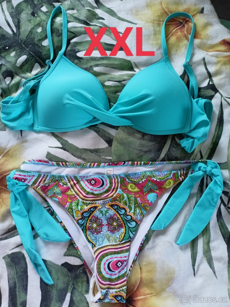 Nové dámské plavky 2XL, XXL, tyrkysové - 3