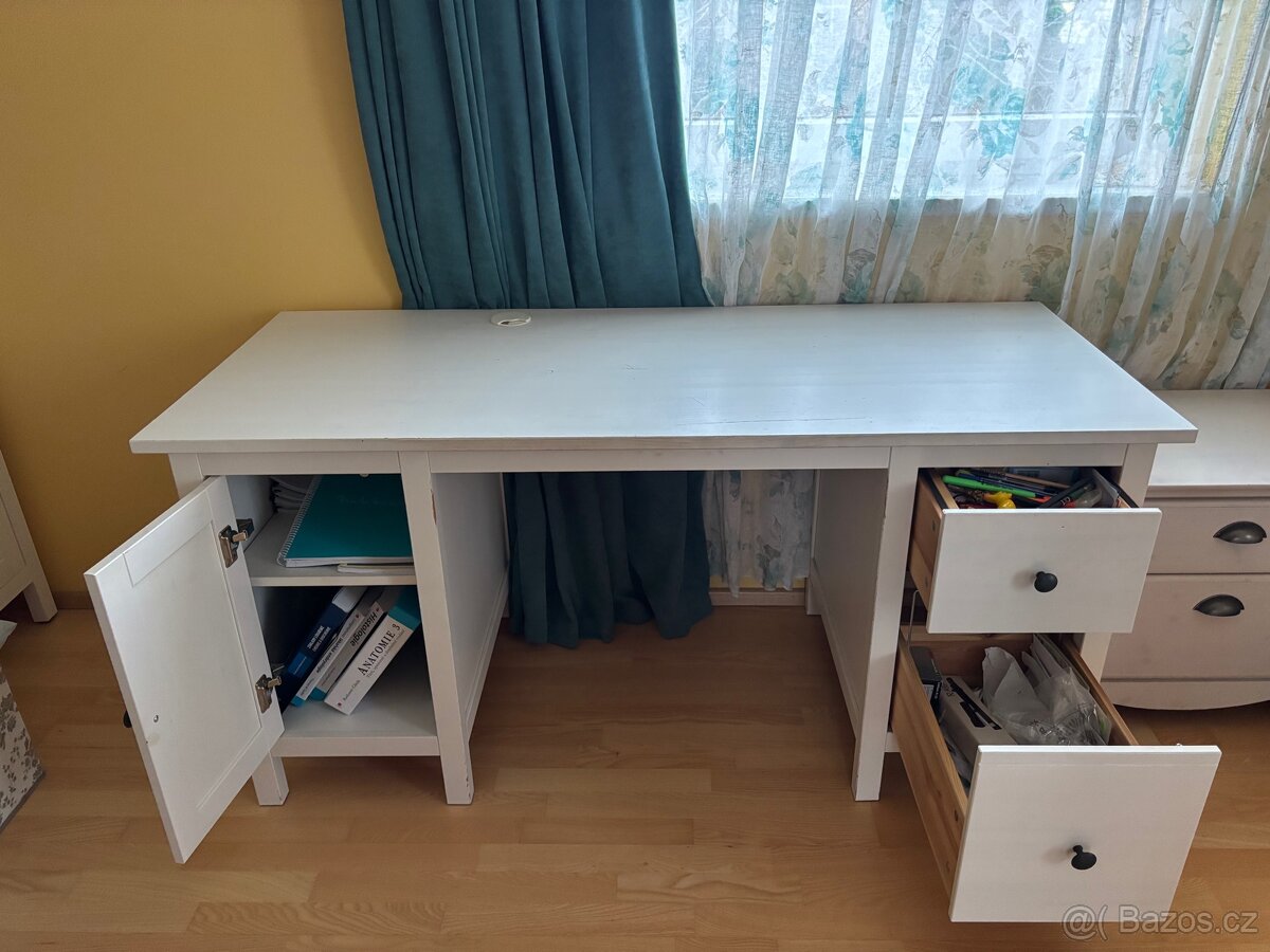 Psací stůl, bílé mořidlo 155x65 cm - 3