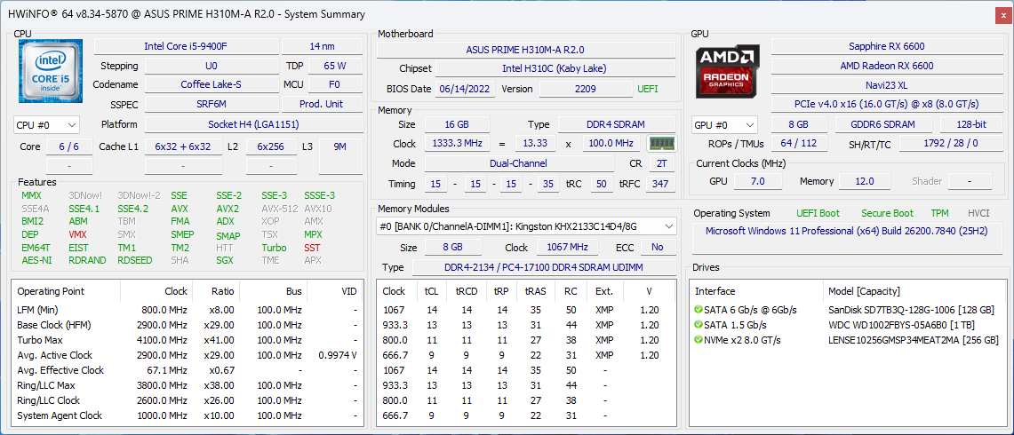 Herní PC s i5-9400F, RX 6600 a 23" 1080p monitorem - 3