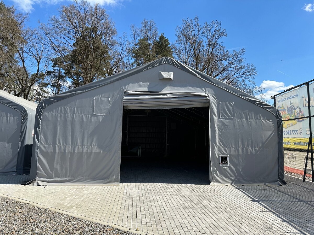 Plachtová hala 10x12,2x5,2 šedá/antracid. lem - 3