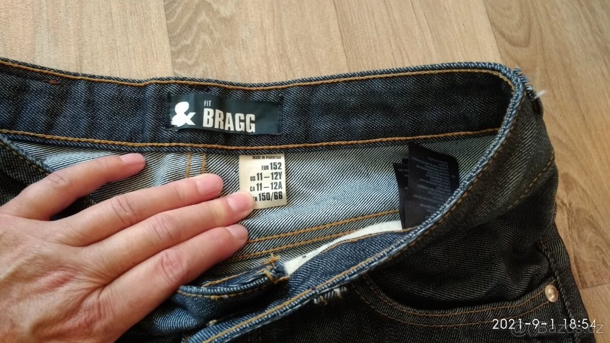 DŽÍNOVÉ 3/4 KRAŤASY FIT BRAGG vel.152 - 3