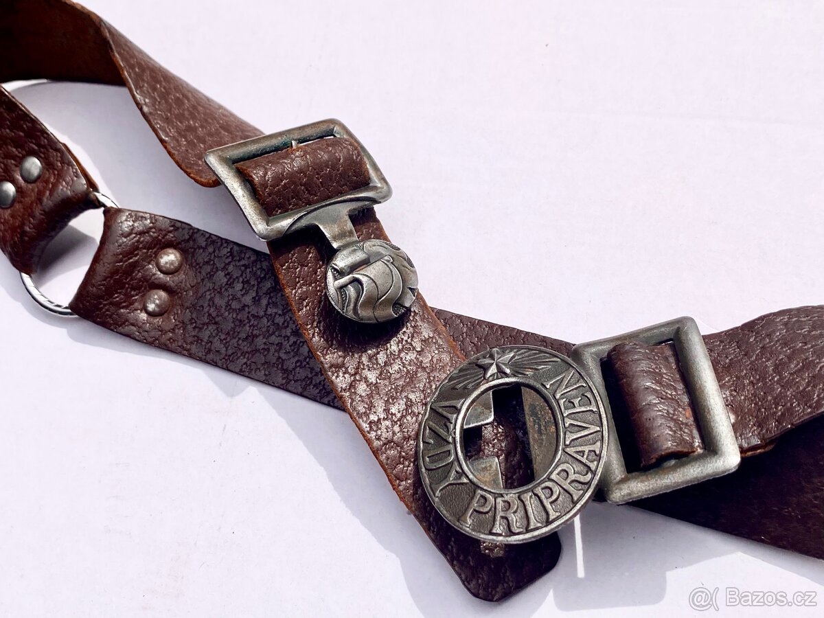 Opasek, pásek pionýrský kožený ve skvělém stavu. - 3