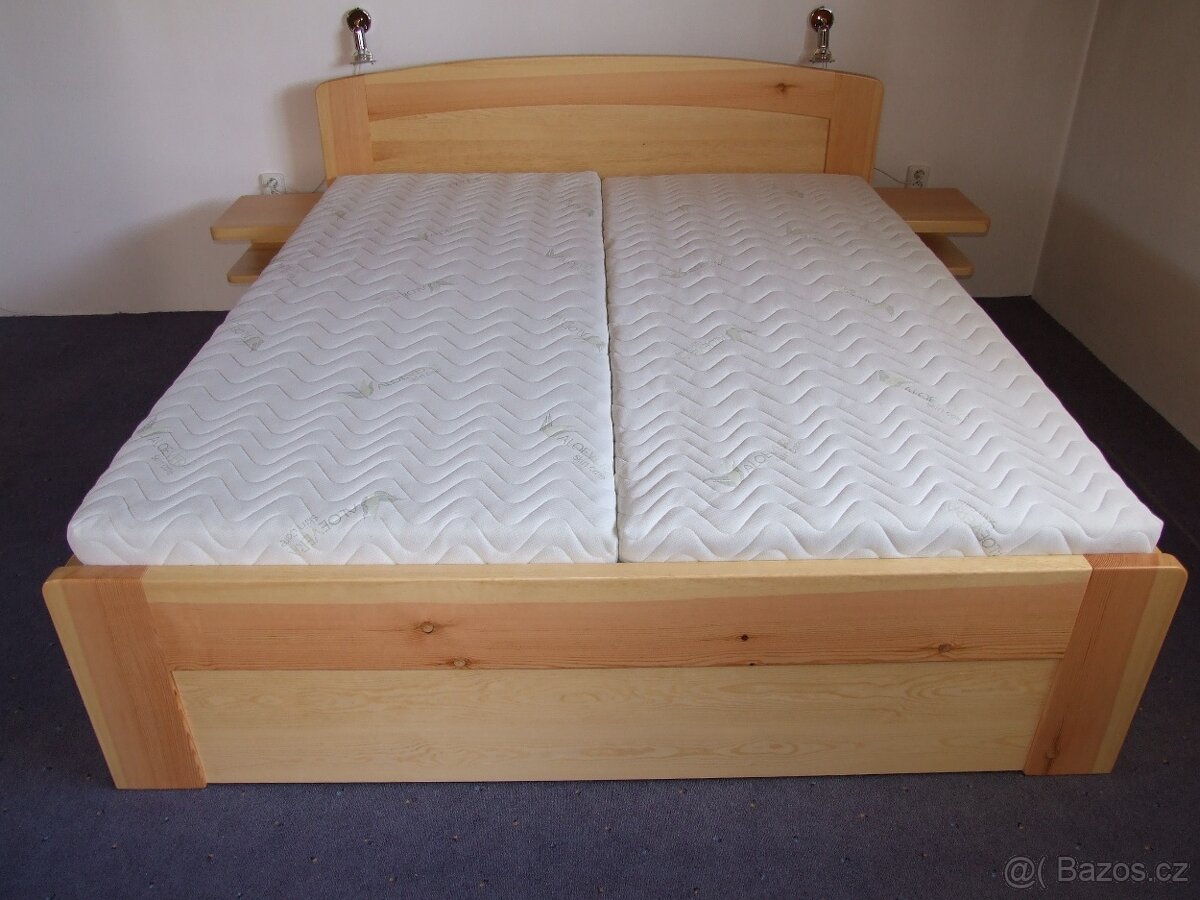 Nová dřevěná masivní postel, borovice,nosnost 700 kg, Odvezu - 3