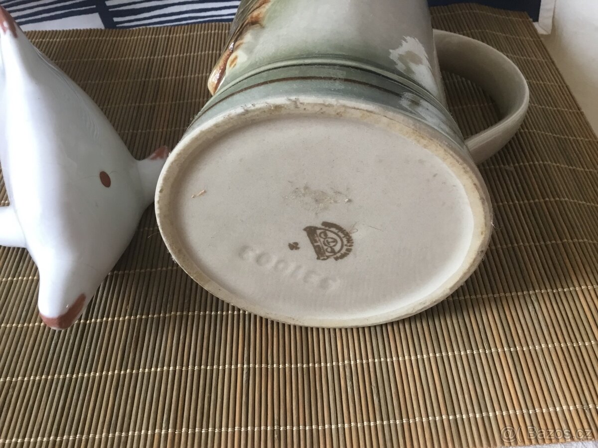 keramicky delfin 1970, korbel - 3