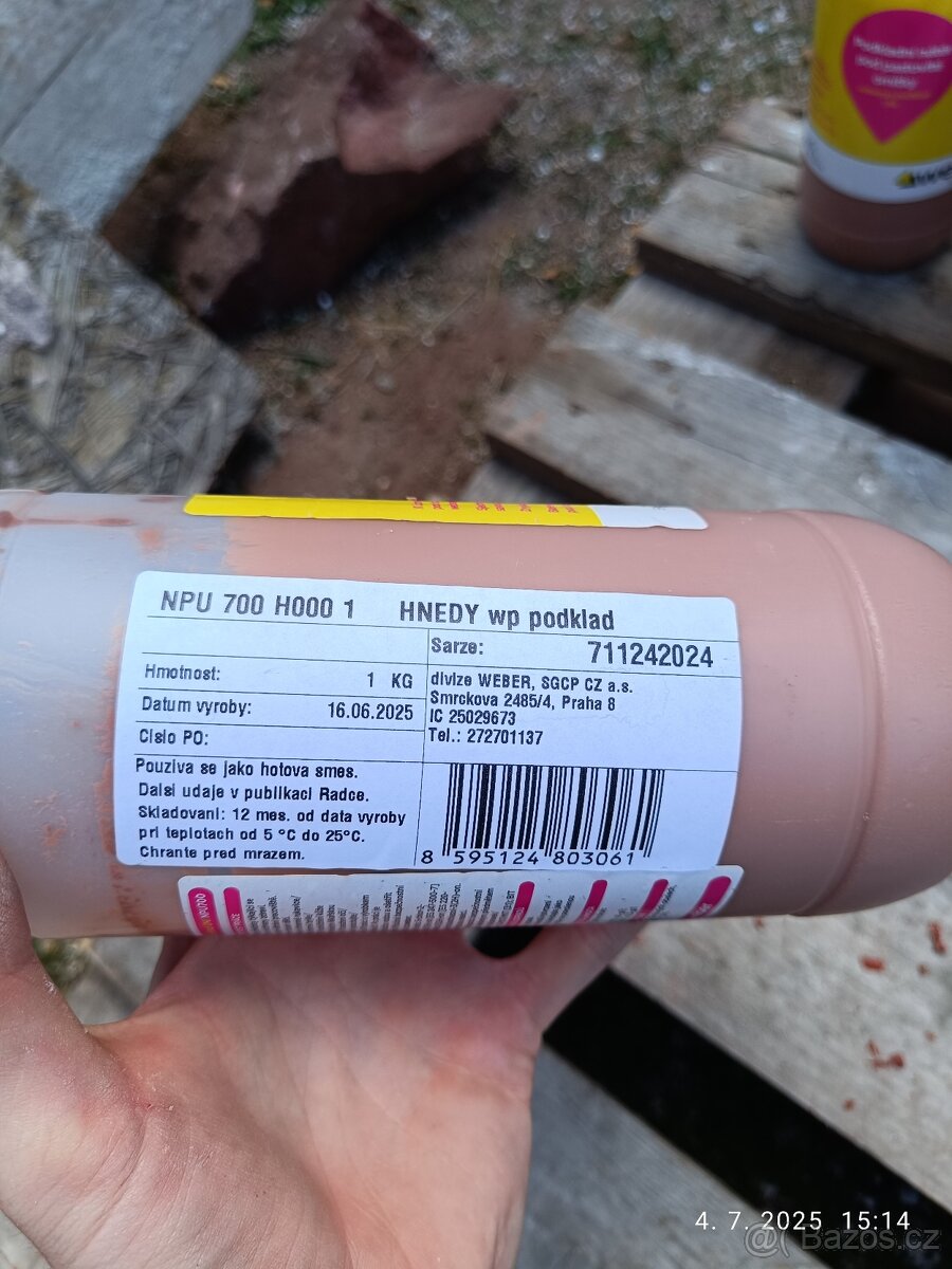 Prodám 3 kbelíky fasádní omítky WEBER weberpas silikon 1,5 - 3