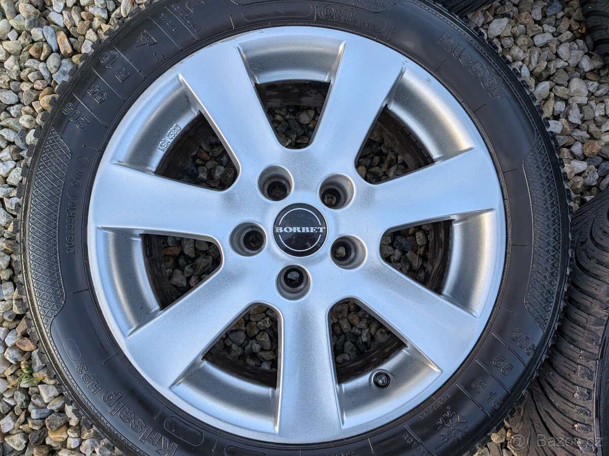 ALU disky Borbet 7Jx16 ET40 + zimní pneu 205/55 R16 - 3
