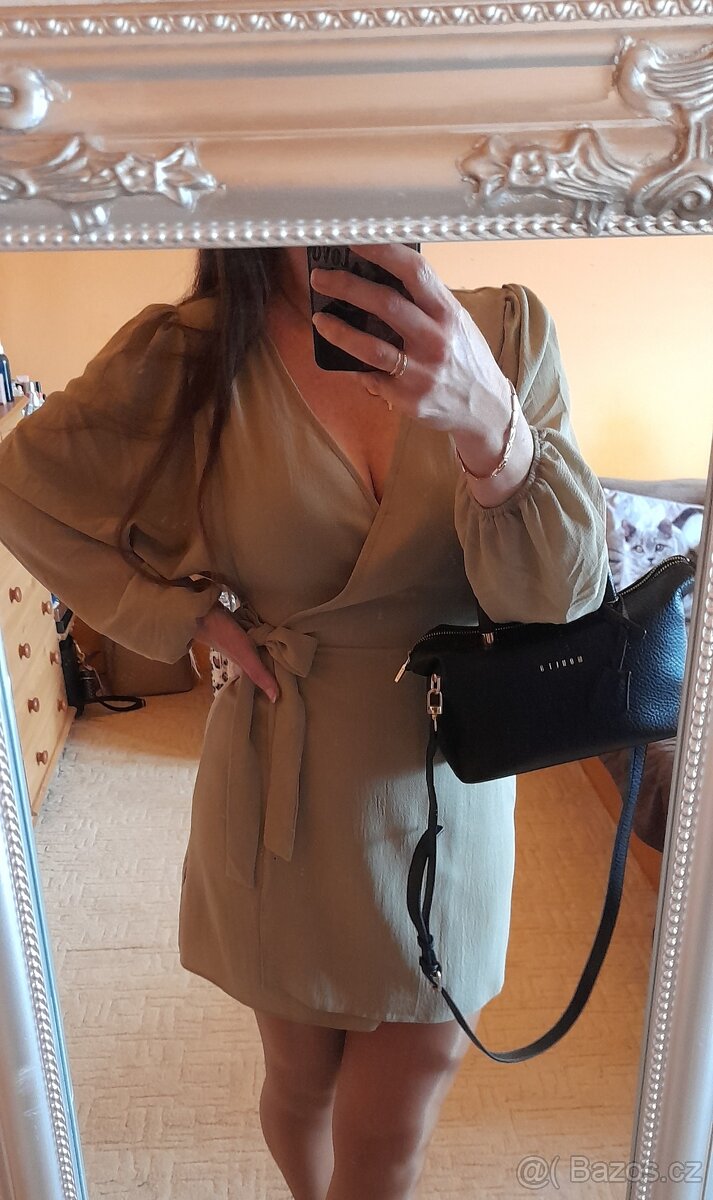 Asos olivové zavinovací krátké šaty - 3