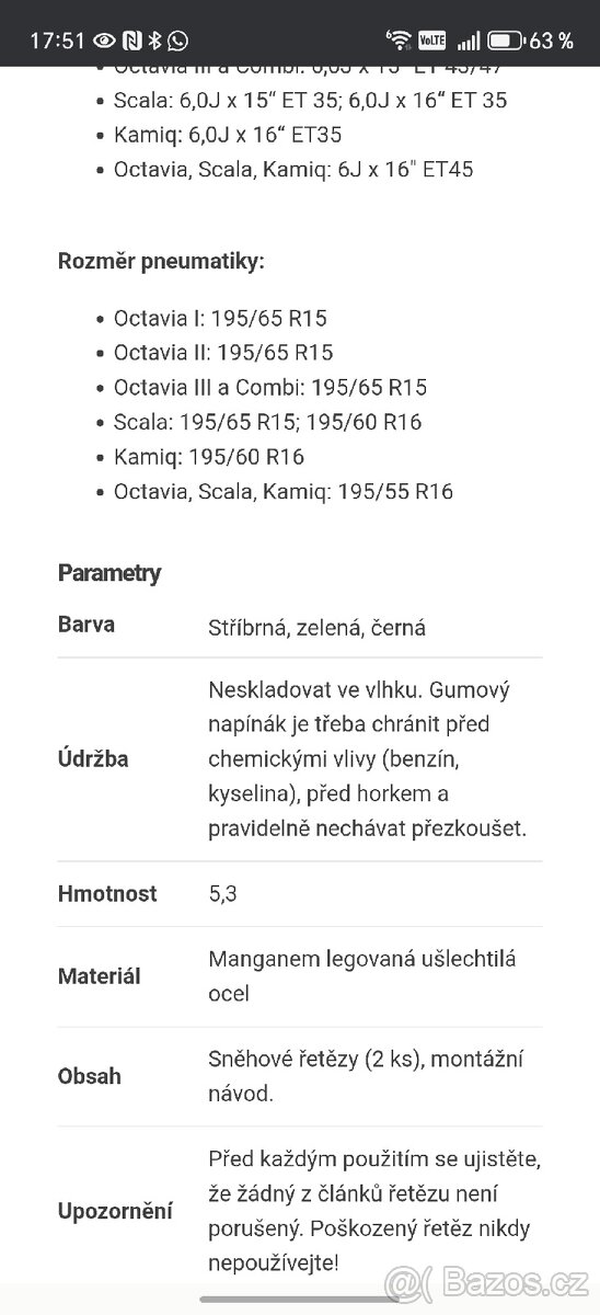 Nove snehove retezy SKODA (Octavia, Scala, Kamiq) - 3