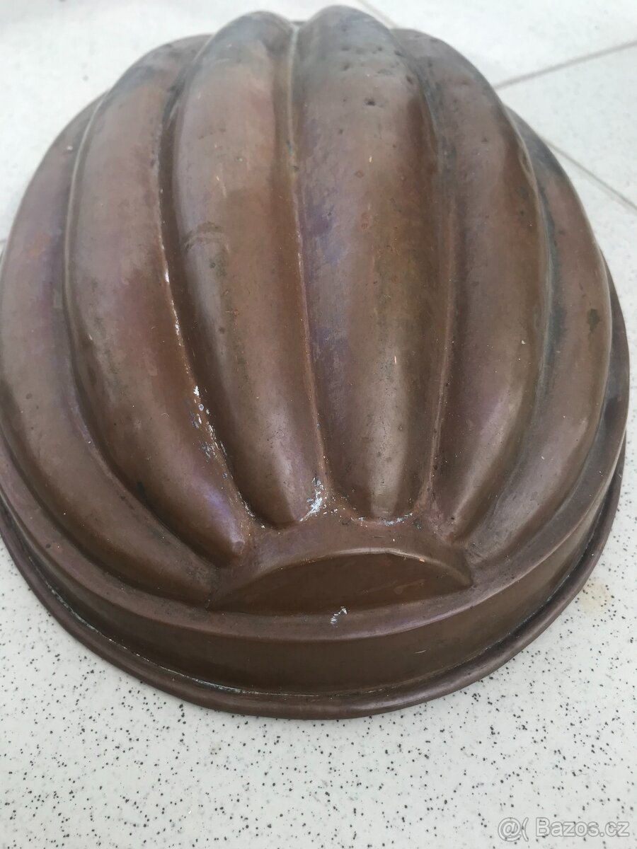 starožitná měděná cínovaná forma 19.století 27cm x 20cm - 3