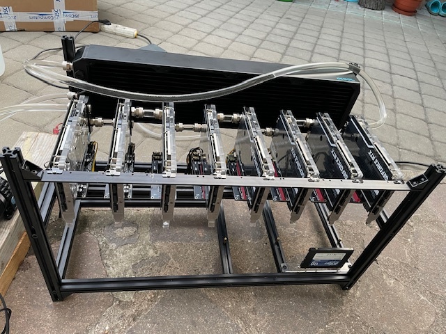 Mining rig 8x RTX 3070 ASUS EKWB + Pumpa + radiátor + deska - 3