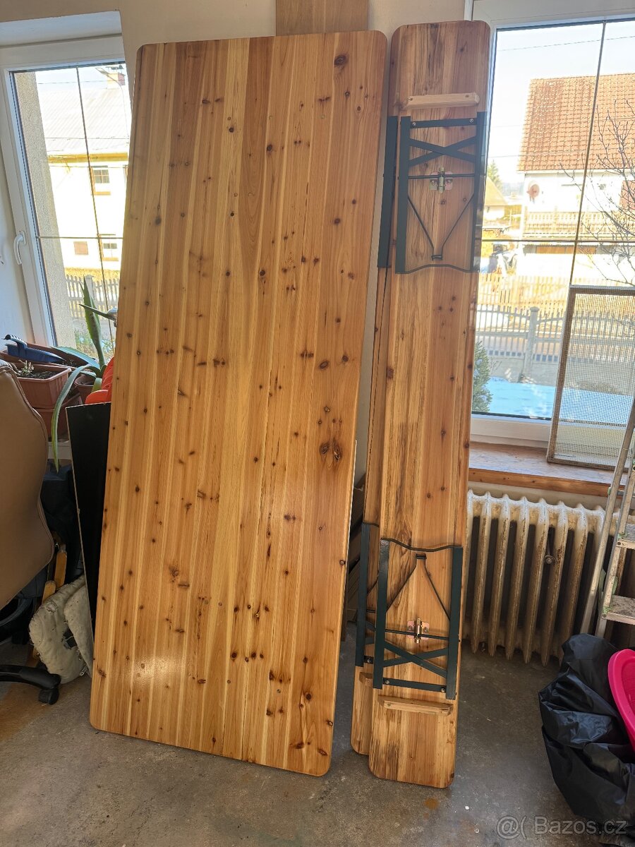Pivní set stůl 217x79 a dvě lavice - 3