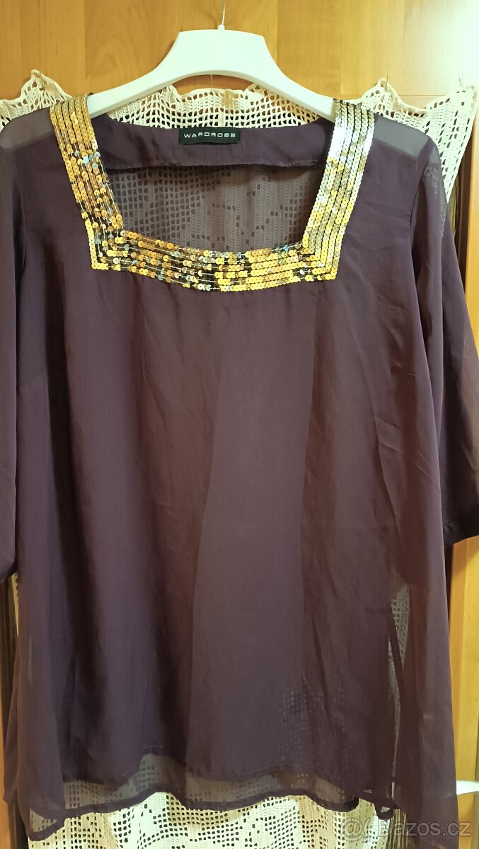 Fialová halenka s flitry vel 56 - 3