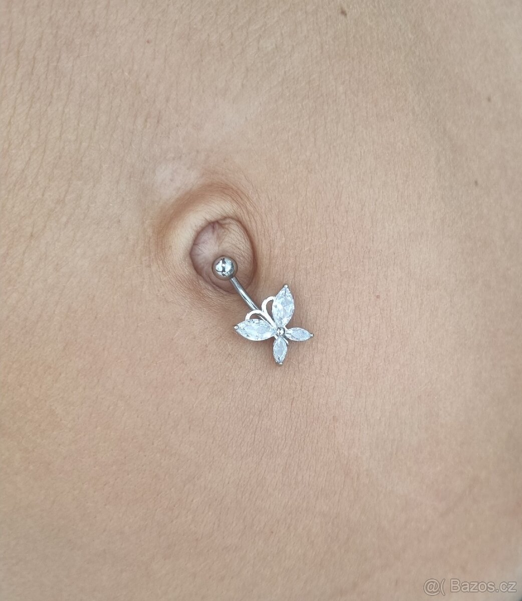 Piercing do břicha pupíku nový chirurgická ocel motýlek - 3