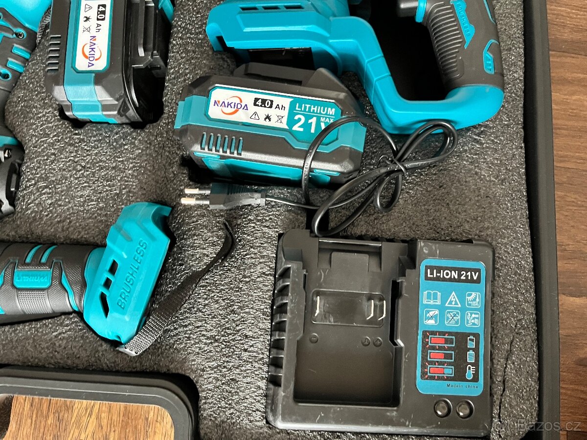 Sada nářadí 4v1 - flexa + rázový utahovák + vrtačka + kladiv - 3