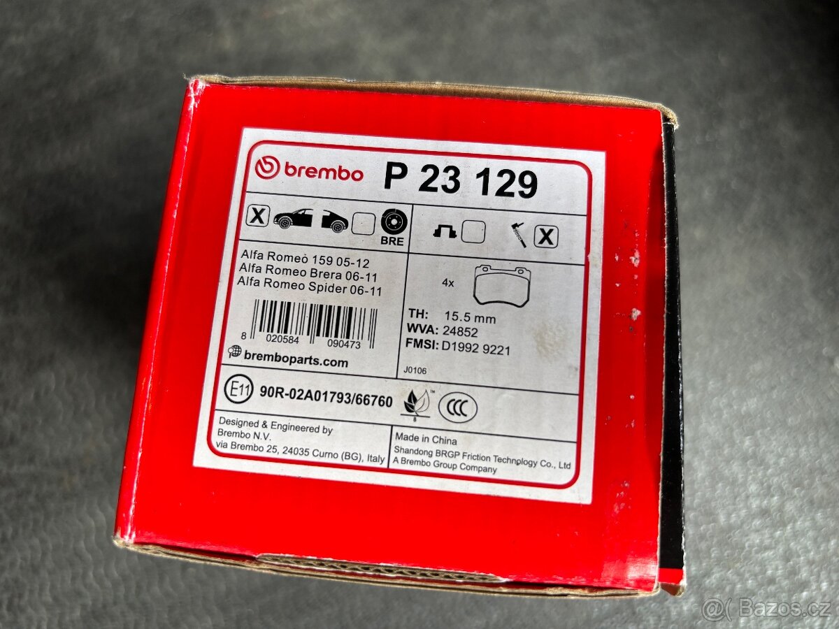 Přední brzdové destičky Brembo pro Alfa Romeo 159 či jiné - 3