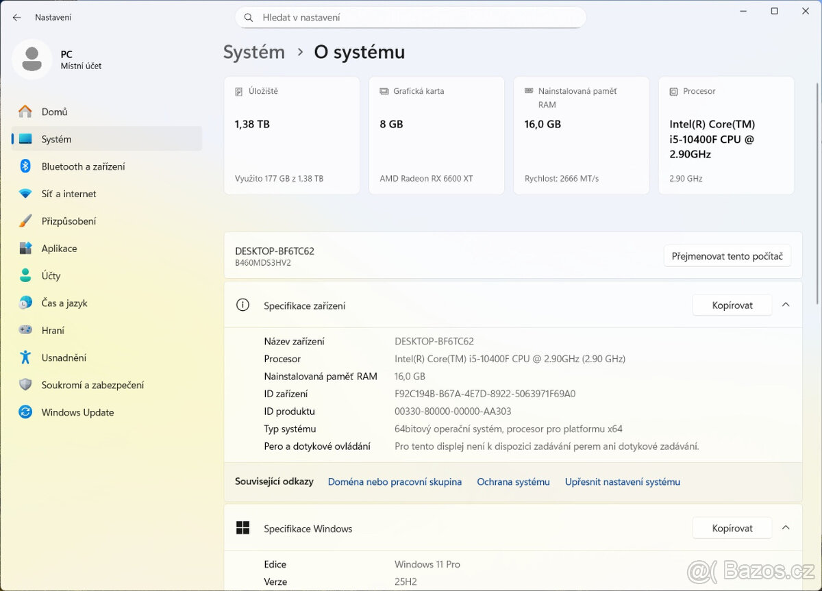Herni PC - I5-10400F, 16GB RAM, SSD+HDD, 6600XT, WIN11 - 3