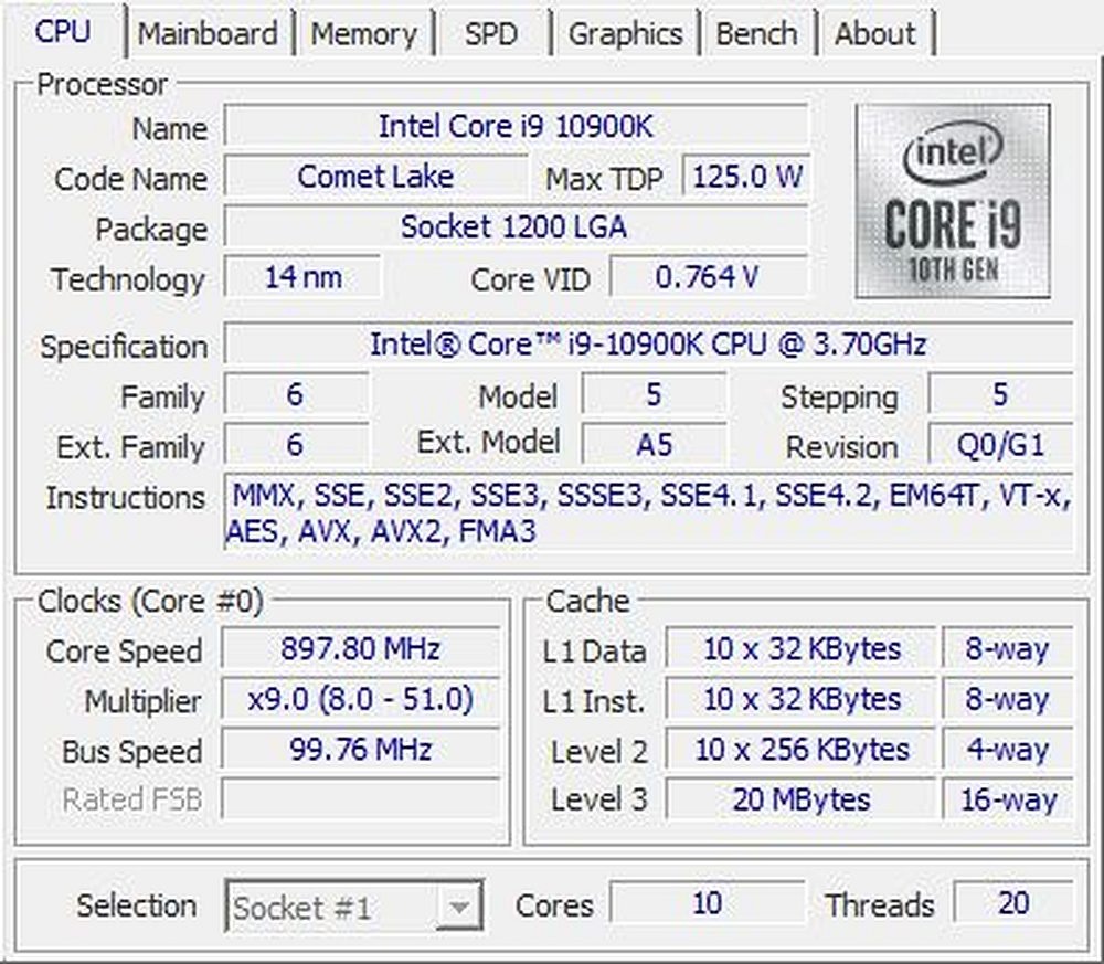 intel i9-10900k - 3