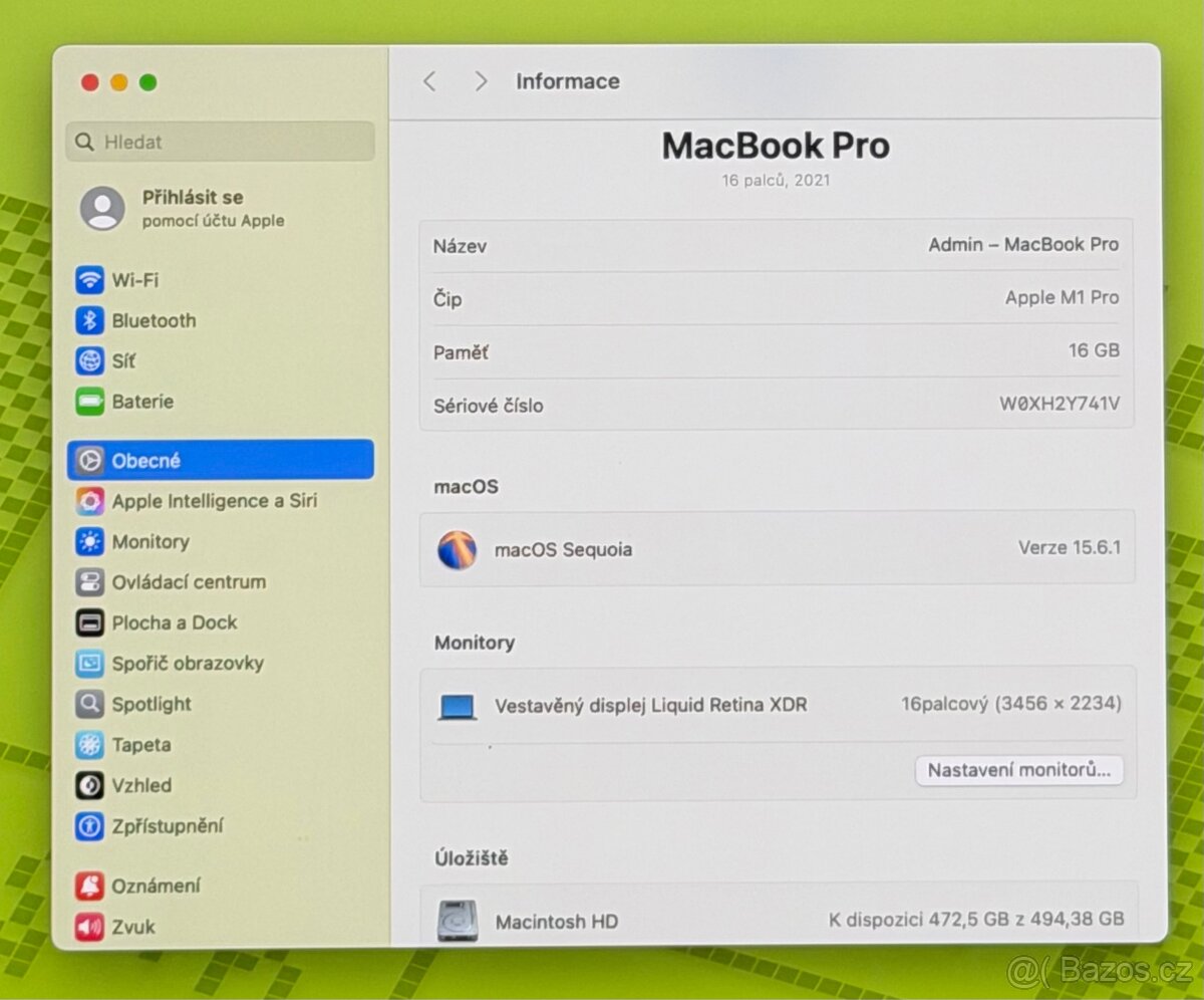 MacBook Pro 16” 2021 CTO /16GB RAM/512GB SSD/Záruka - 3