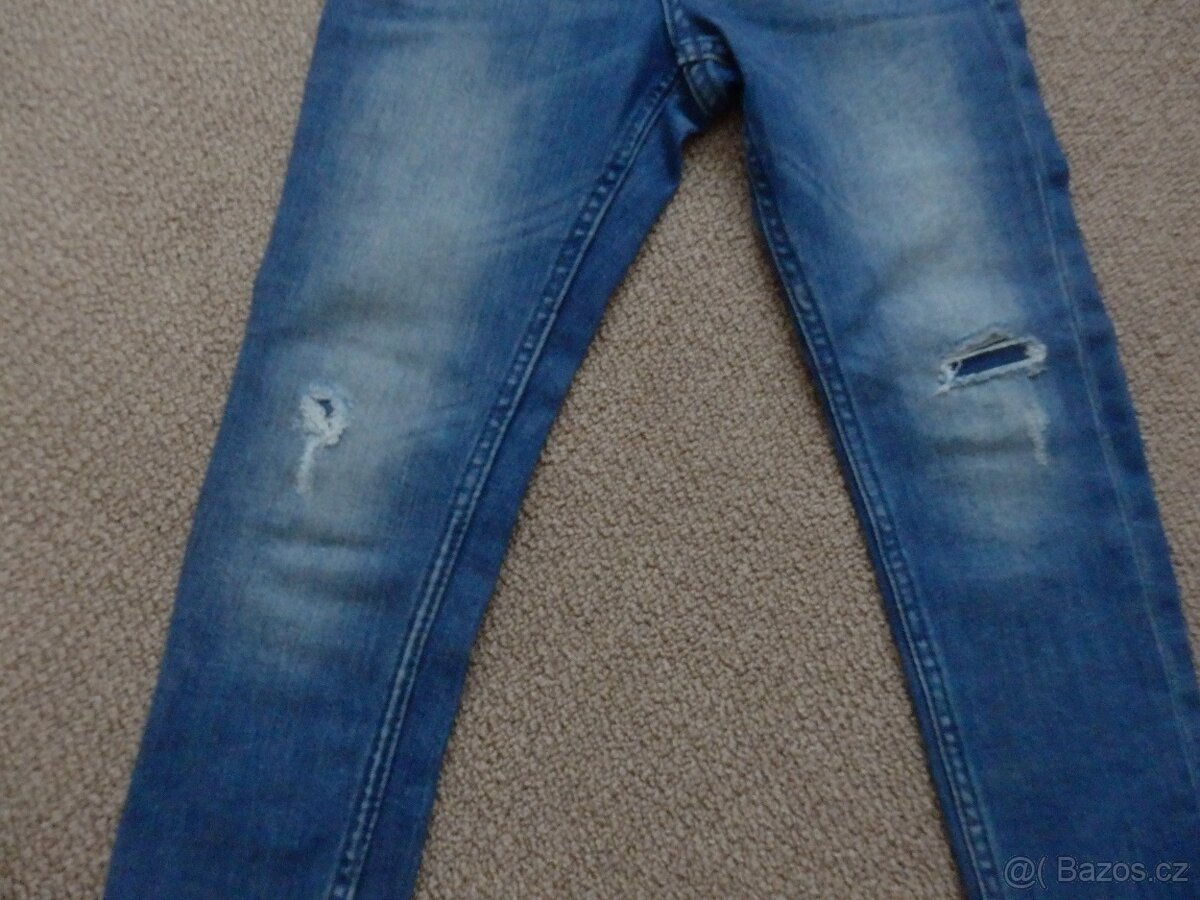 Džíny vel. 116 rifle trhané, skinny fit H&M - 3