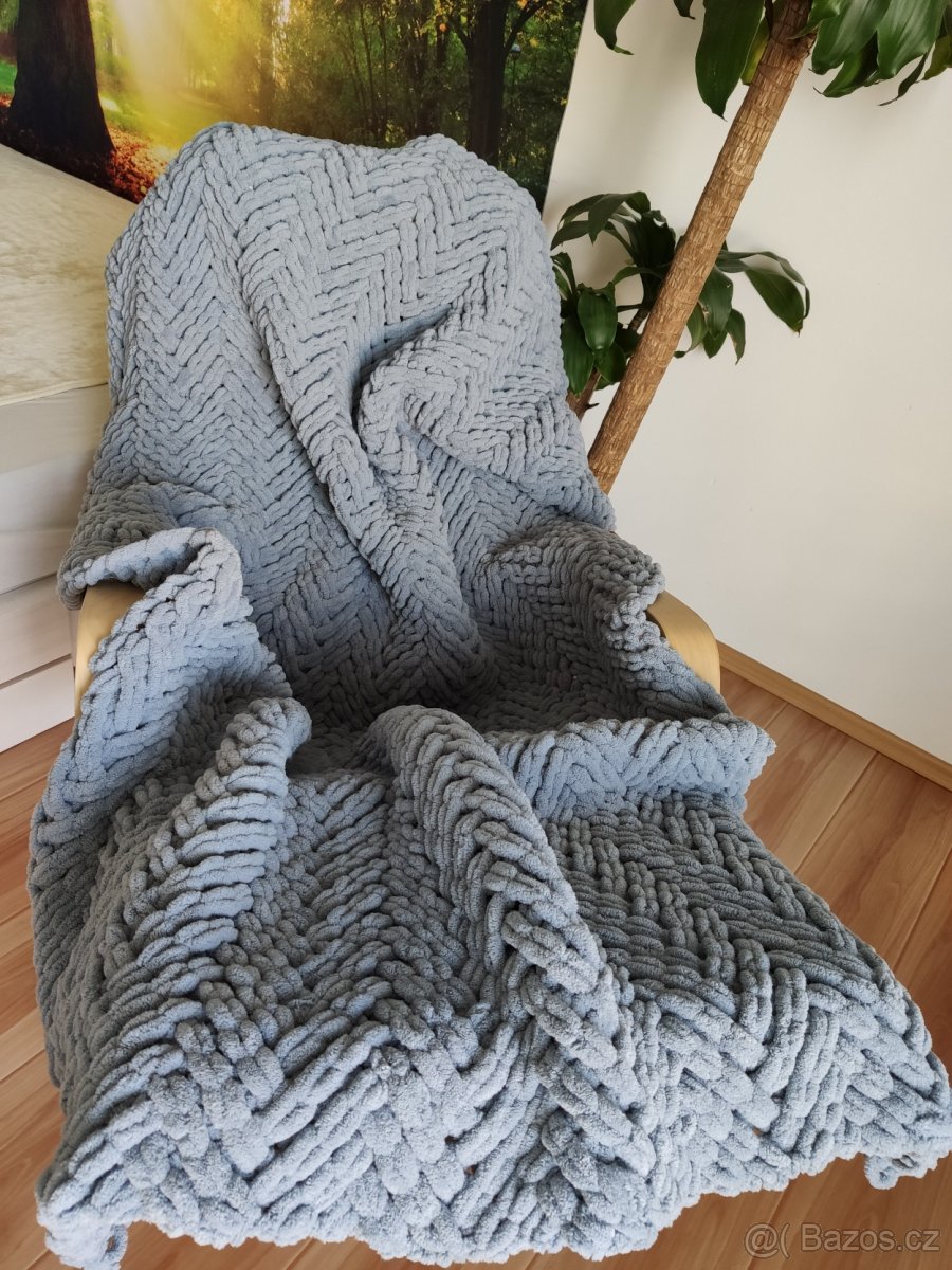 Pletená deka pro dospělé šedá - 3