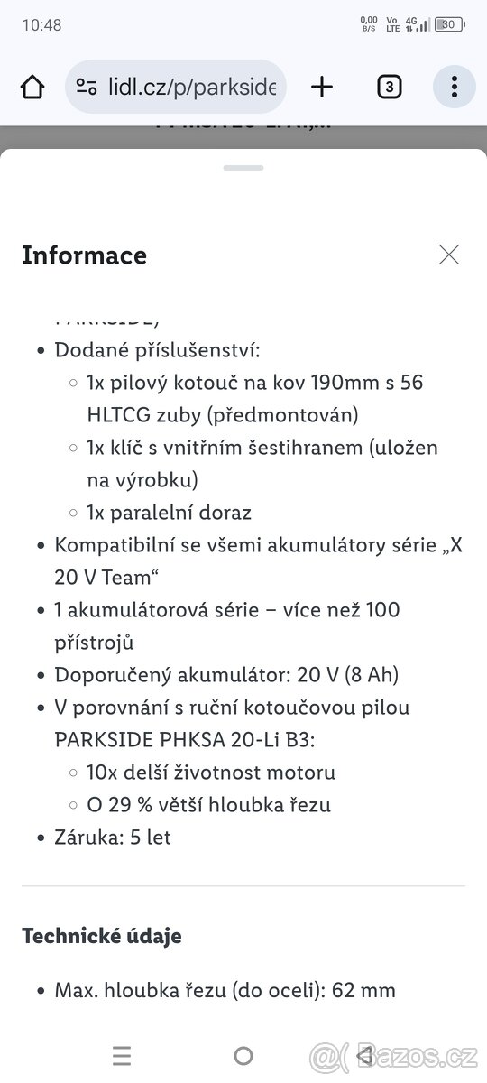Aku ruční okružní pila na kov PPMSA 20-Li A1 – bez akumuláto - 3