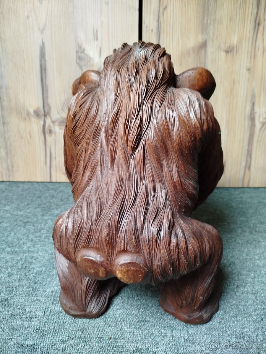 Socha opice z tropického dřeva ruční práce - 3