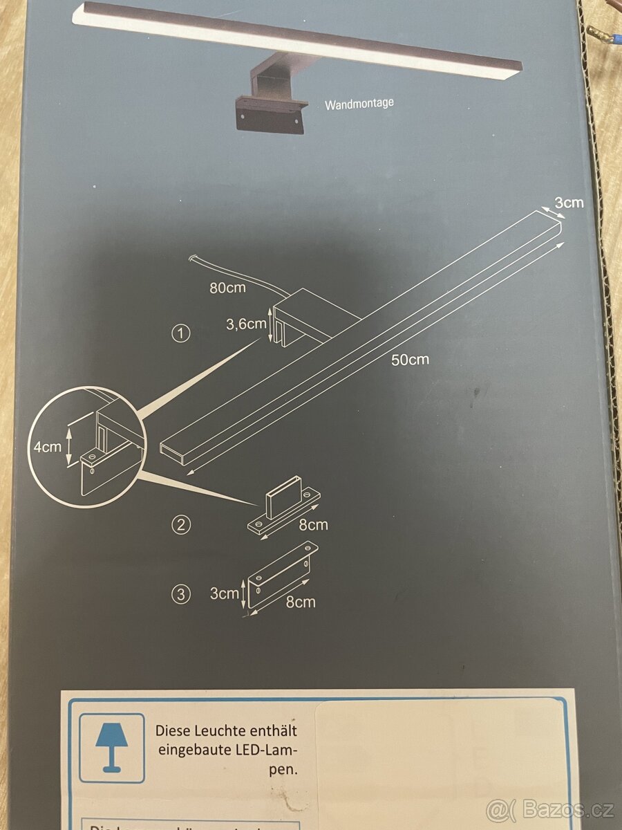 Nástěnné svítidlo basano enego black 50 cm - 3