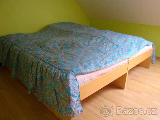 Retro přehoz přes manželskou postel - modrý s kytičkami - 3