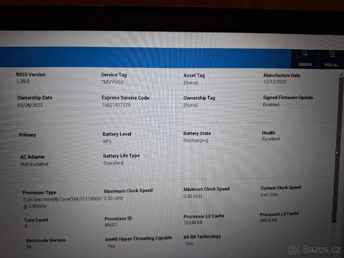 Notebook Dell Precision 3561 i7-11850H - 3