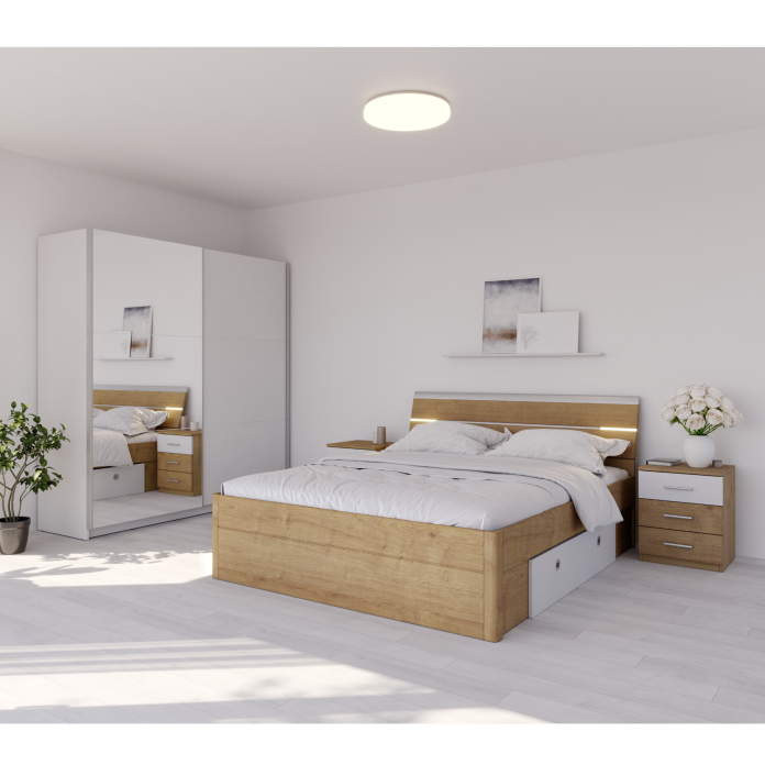 Šatní skříň se zrcadlem bílá - 3