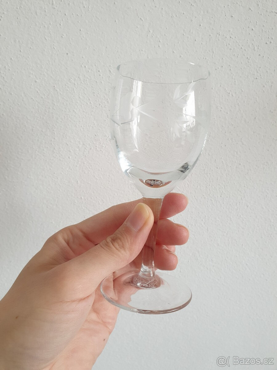 Retro skleněná číše broušené sklo 2ks - 3