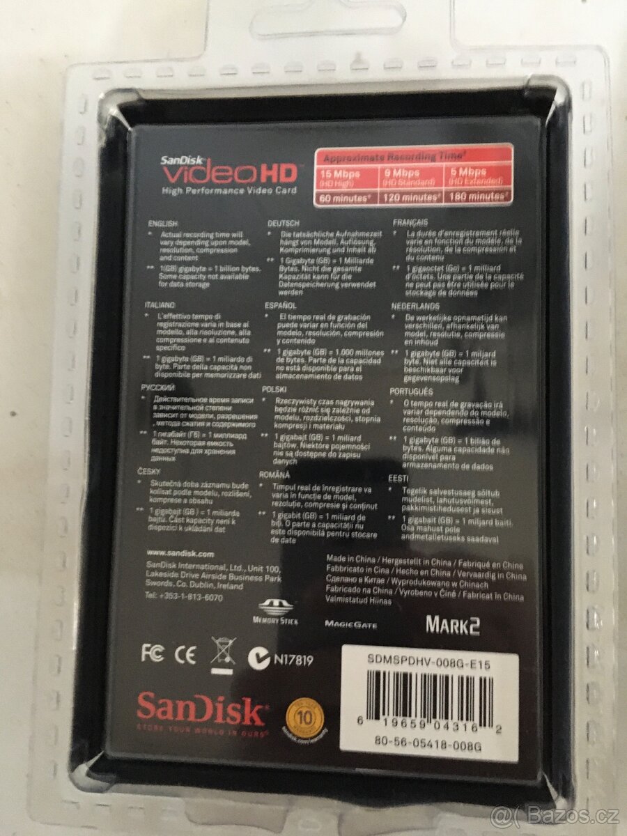 Memorystick Sandisk 8GB a memorystick PCMCIA adaptér redukce - 3