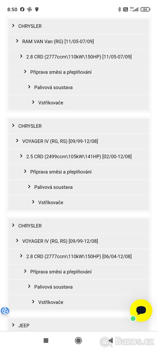 Jeep,/Chrysler/2.8/120kw/08/ vstřiky - 3