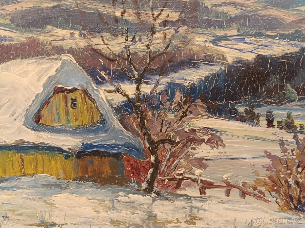 Obraz Zimní Šumava, olejomalba 43x78 - 3
