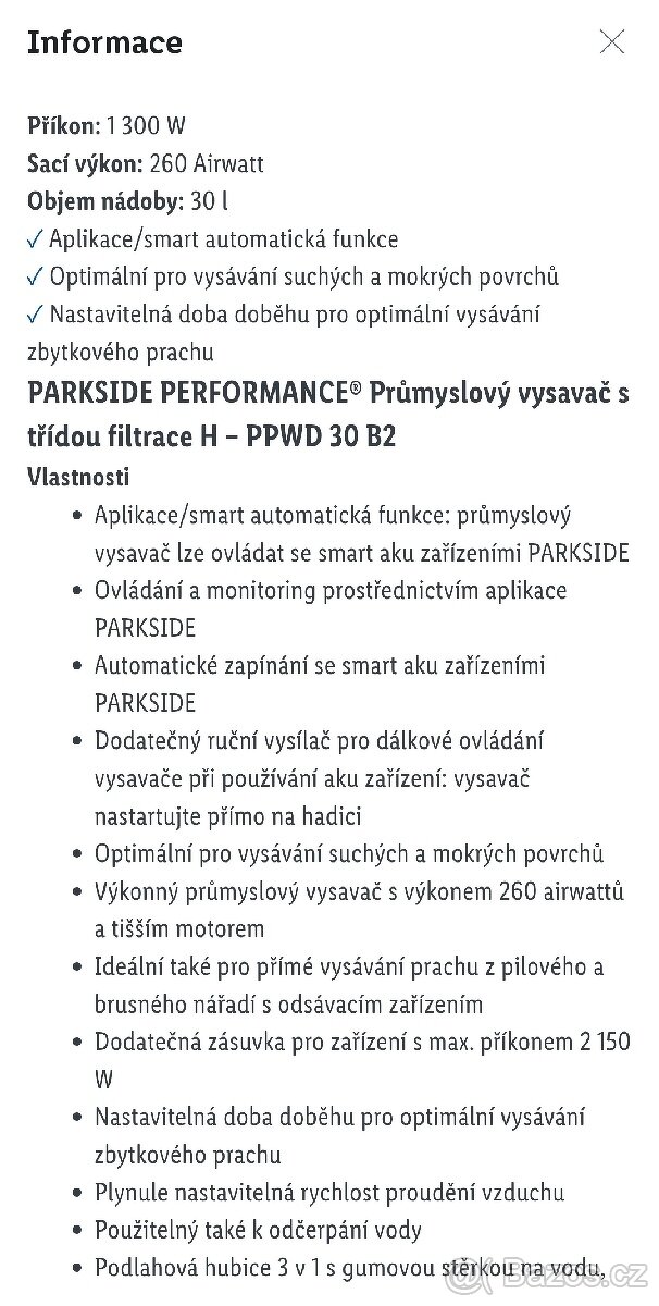 Průmyslový vysavač PARKSIDE Performance s třídou filtrace H - 3