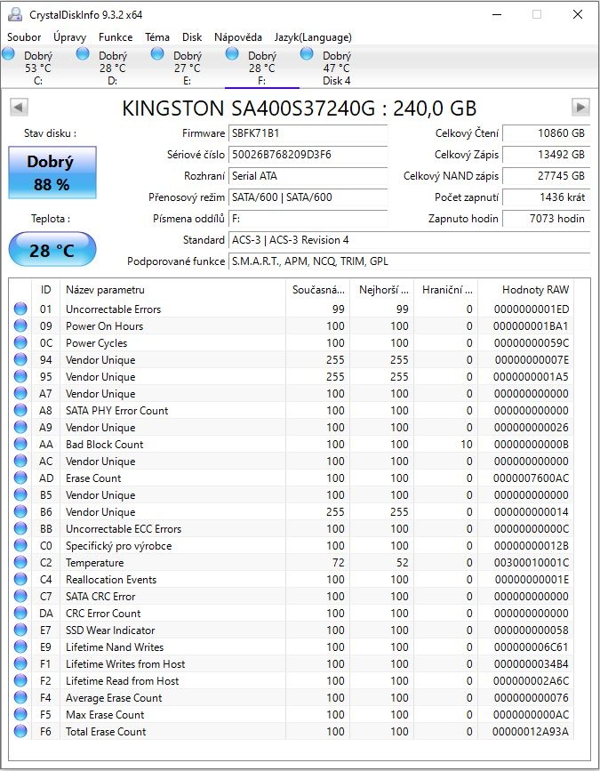 SSD disk KINGSTON SA400S37/240G, SATA III, TLC - 3