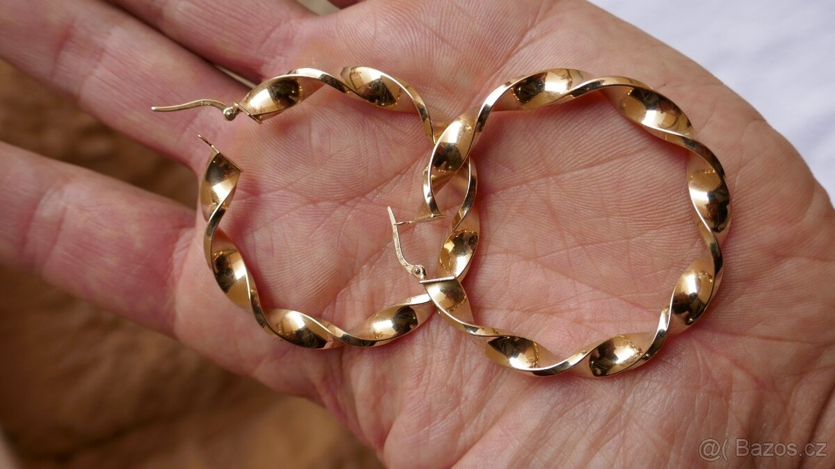 ZLATÉ NAUŠNICE KRUHY 7.56G/52MM/6MM/14KARÁTŮ 585 - 3