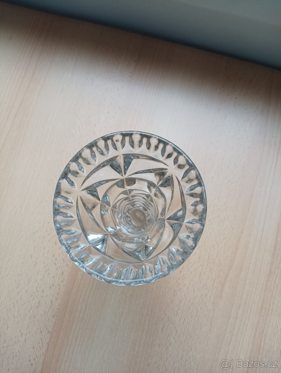 Retro skleněná váza z těžkého mačkaného skla - 3